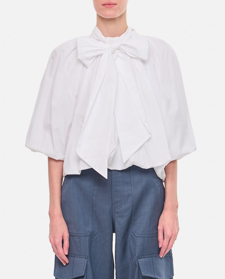 Shop Simone Rocha Puff Sleeve Back Bow Balloon Top In White