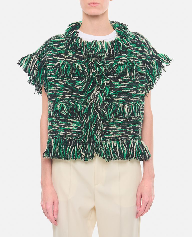 Shop Sacai Tweed Vest In Green