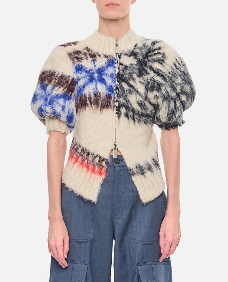 Sacai Pattern Knit Blouson In Multicolor