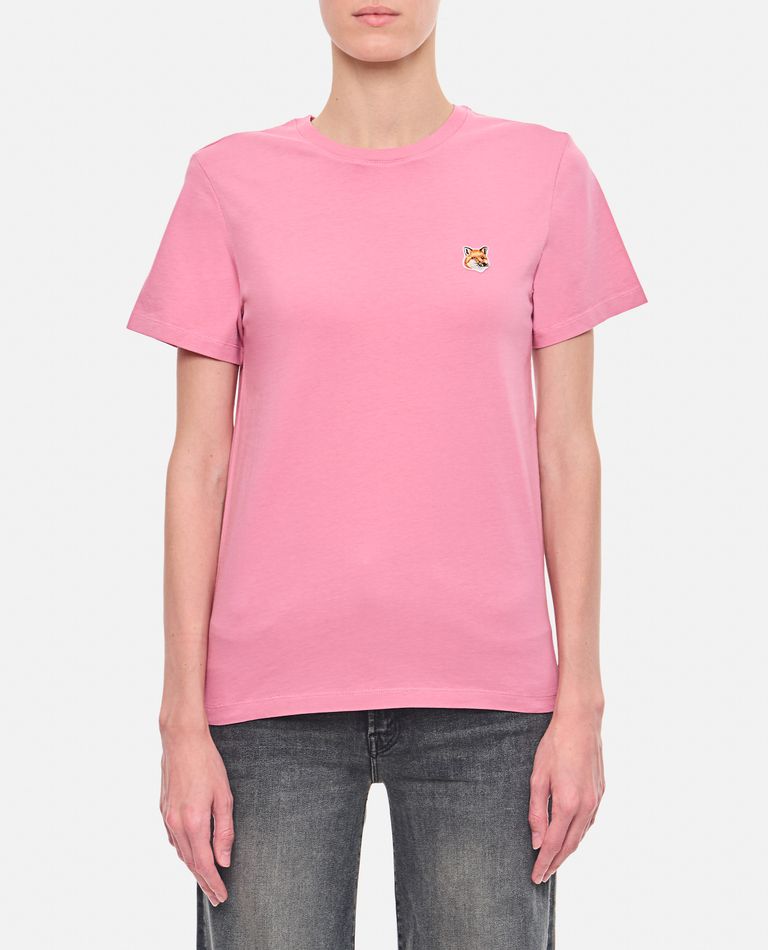 Shop Maison Kitsuné Fox Head Patch Regular Tee Shirt In Rose