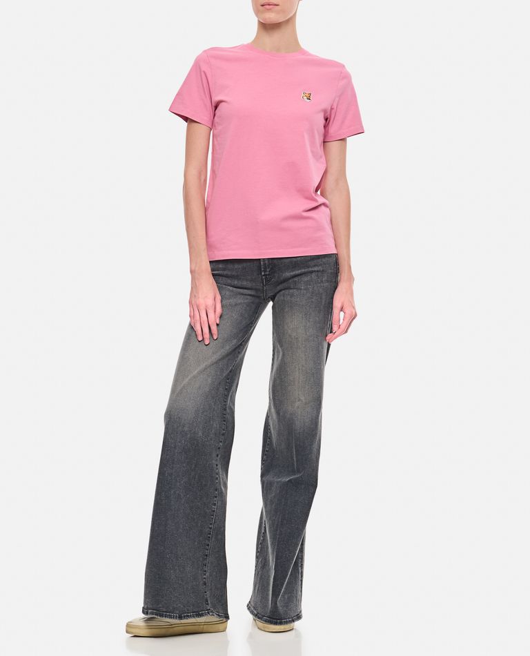 Shop Maison Kitsuné Fox Head Patch Regular Tee Shirt In Rose