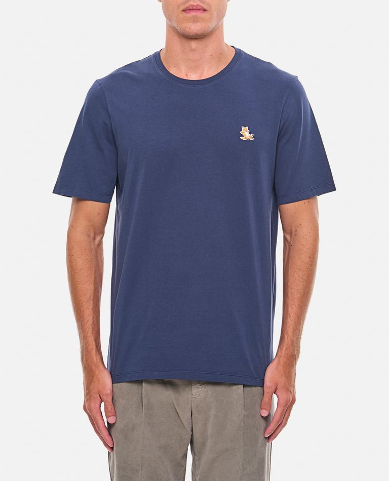 Shop Maison Kitsuné Chillax Fox Patch Regular Tee Shirt In Blue