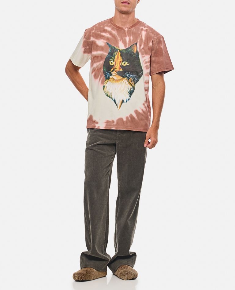 Shop Jw Anderson Cat Print Tie Dye T-shirt In Brown