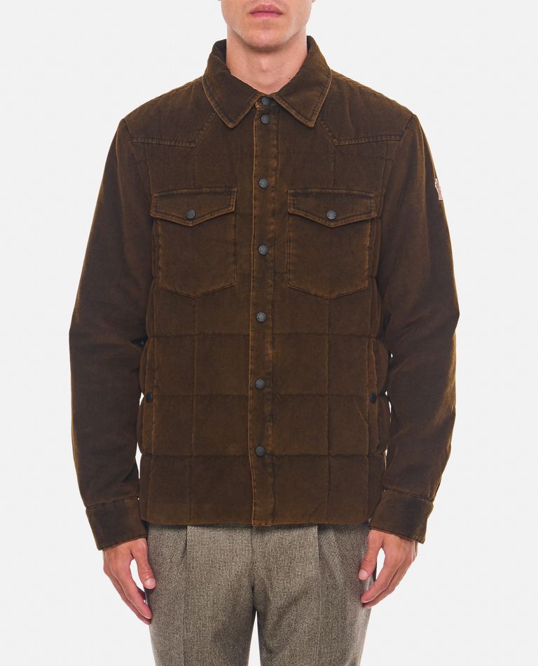 Shop Moncler Gelt Shirt Jacket In Brown