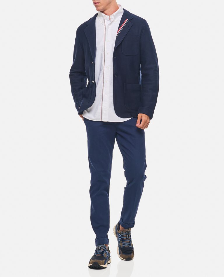 Thom Browne Rwb-stripe Cotton Blazer In Blue