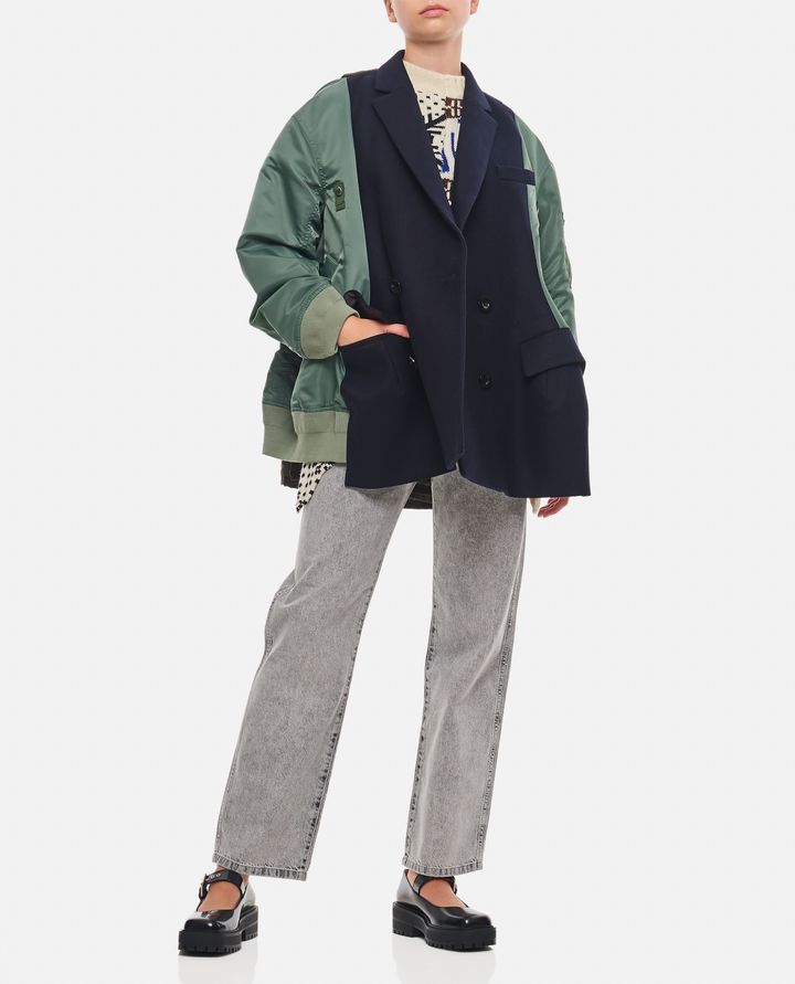 Sacai - CAPPOTTO TRAPUNTATO IN TWILL DI LANA MELTON X NYLON_2