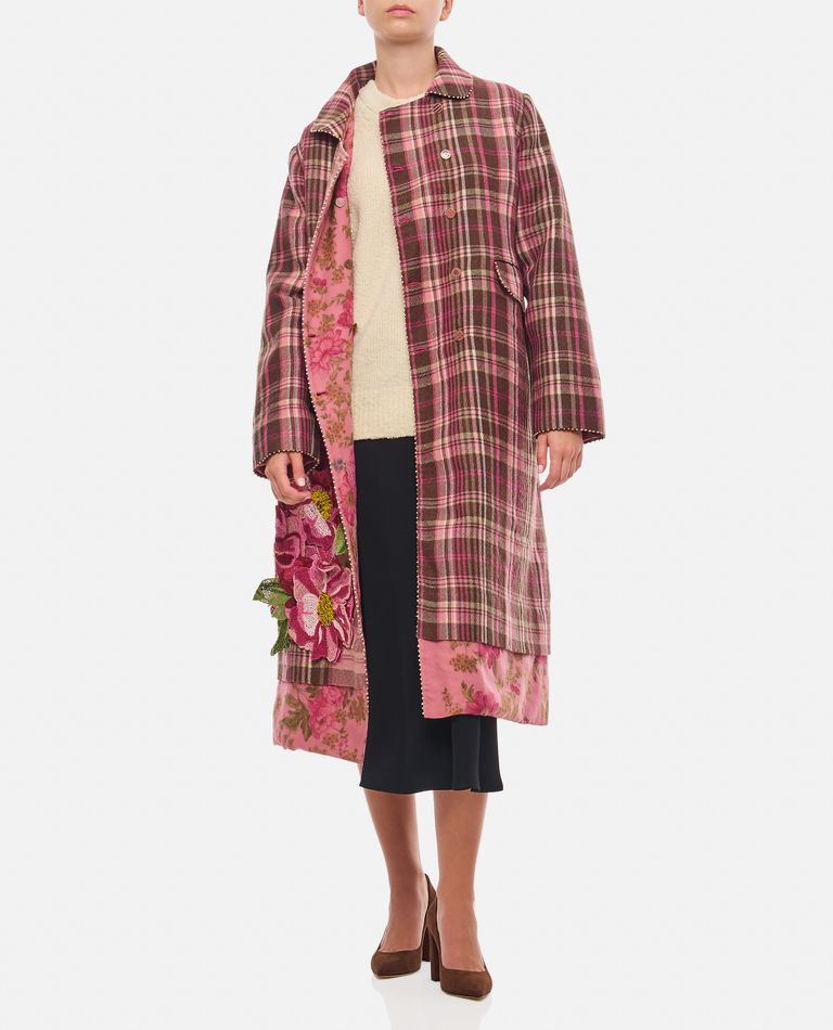 Shop Péro Embroidered Double Breasted Coat In Rose
