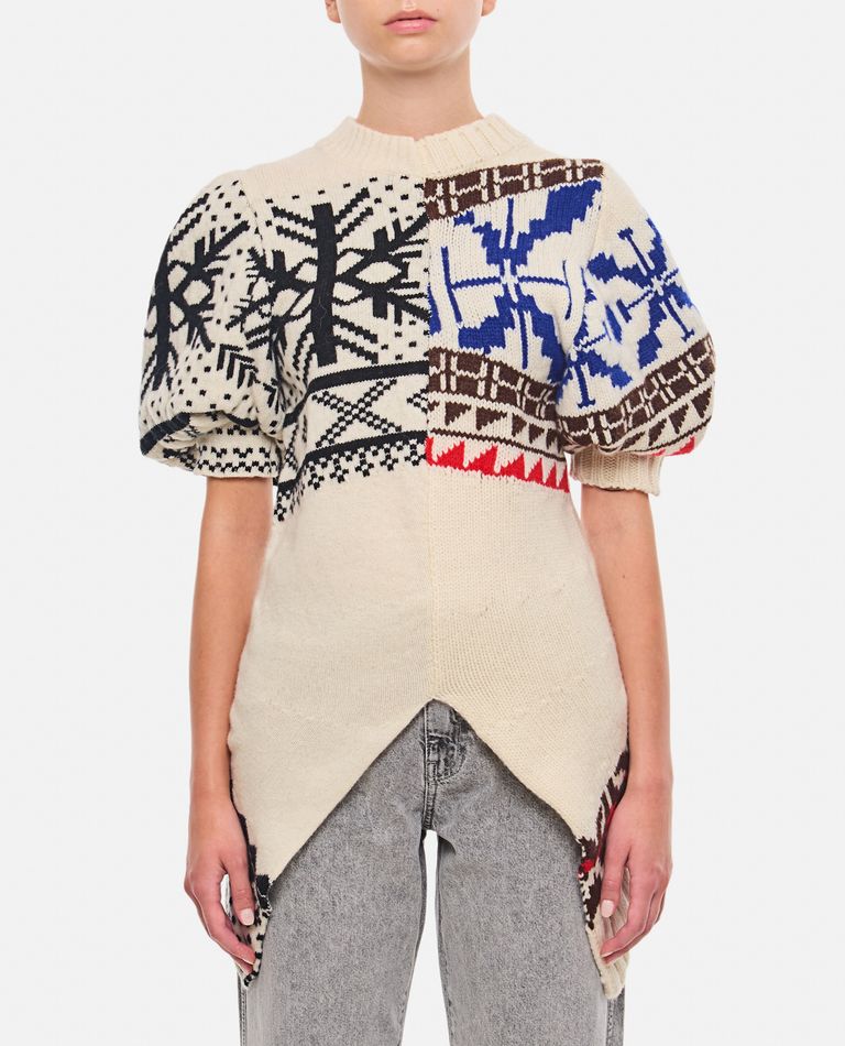 Shop Sacai Long Pattern Knitwear In White