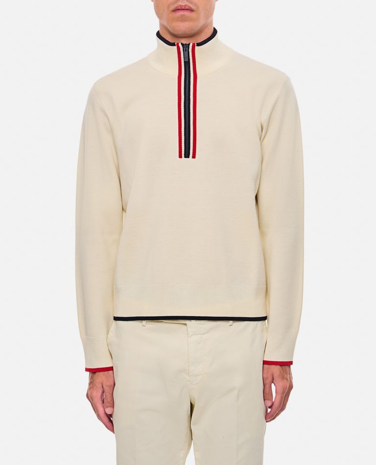 Shop Thom Browne Half Zip Pullover In White