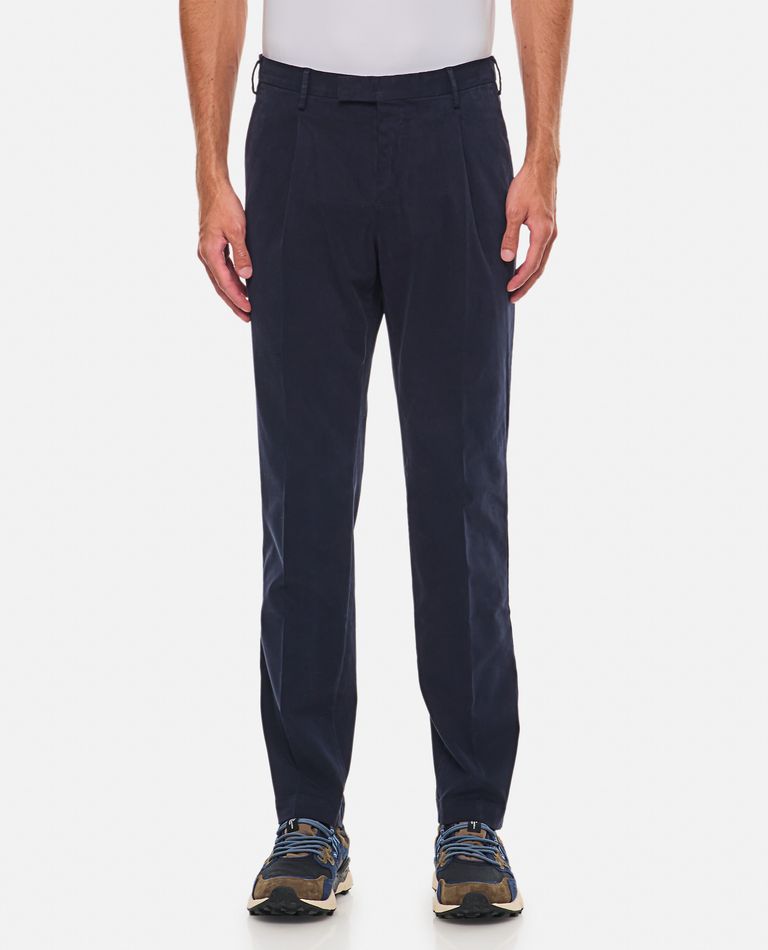 Pt01 Cotton Trousers In Blue