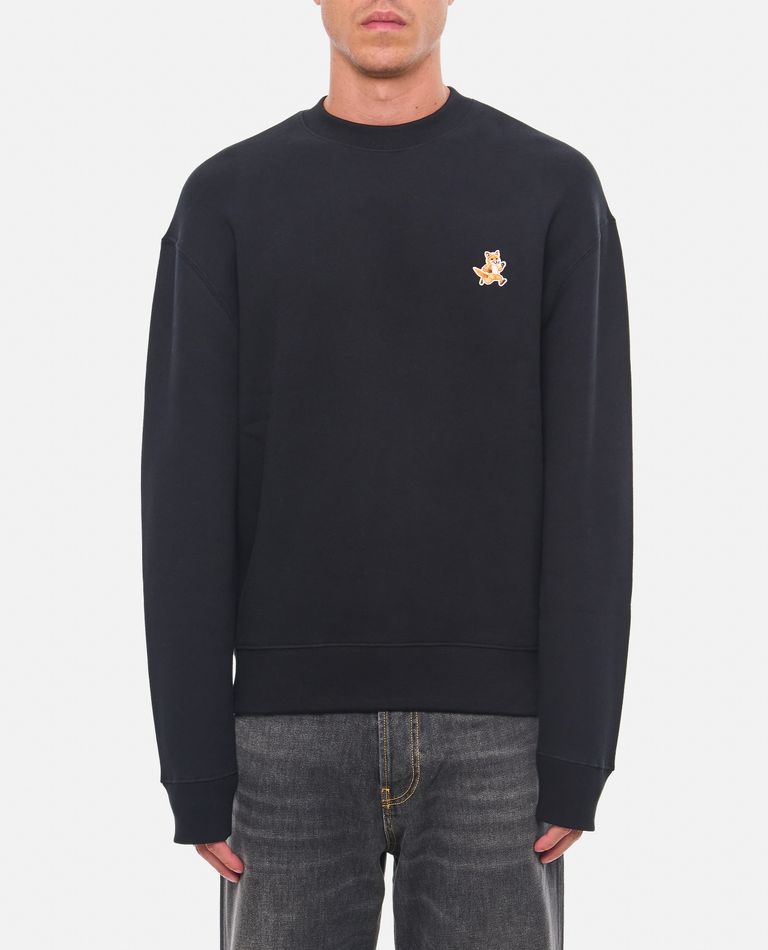 Shop Maison Kitsunã© Speedy Fox Patch Comfort Sweatshirt In Black