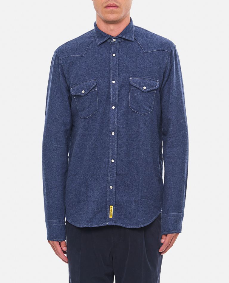 Shop Bd Baggies Cotton Shirt In Blue