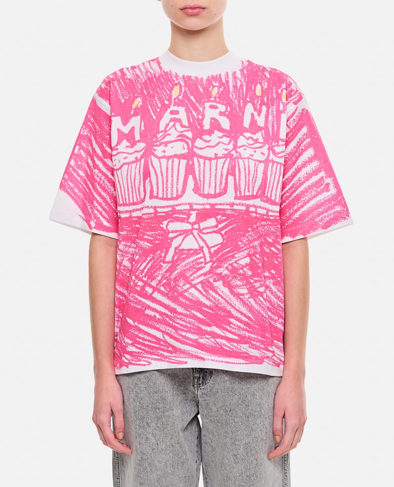 Shop Marni Printed T-shirt In Rose