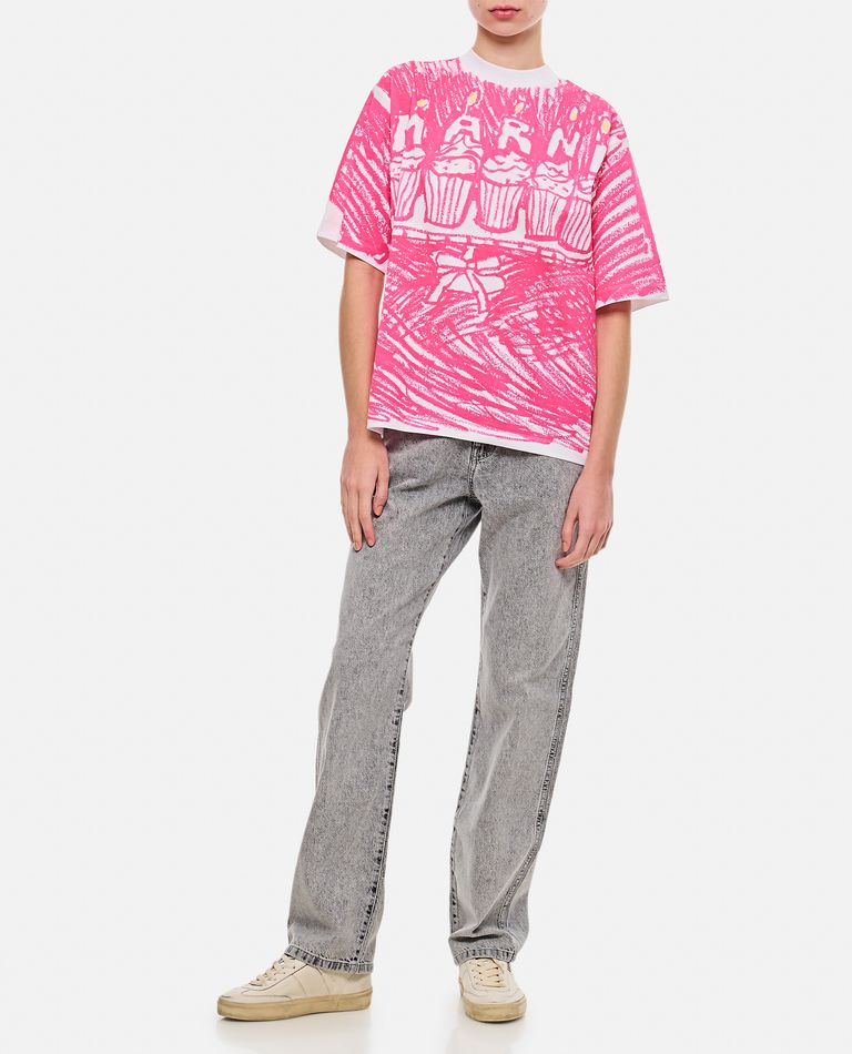 Shop Marni Printed T-shirt In Rose