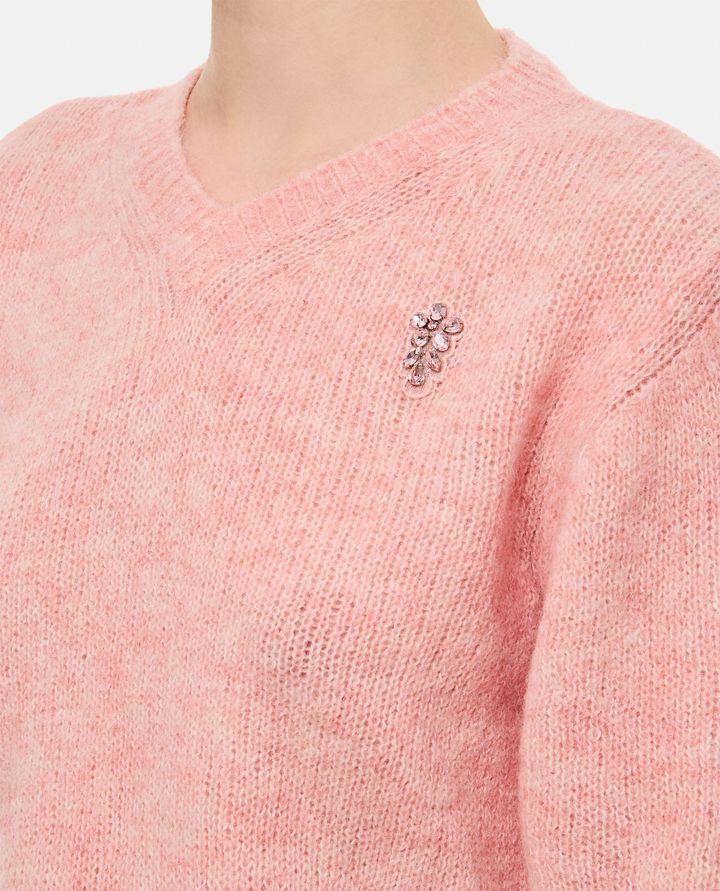 Simone Rocha - CROPPED V-NECK ALPACA KNIT JUMPER_4