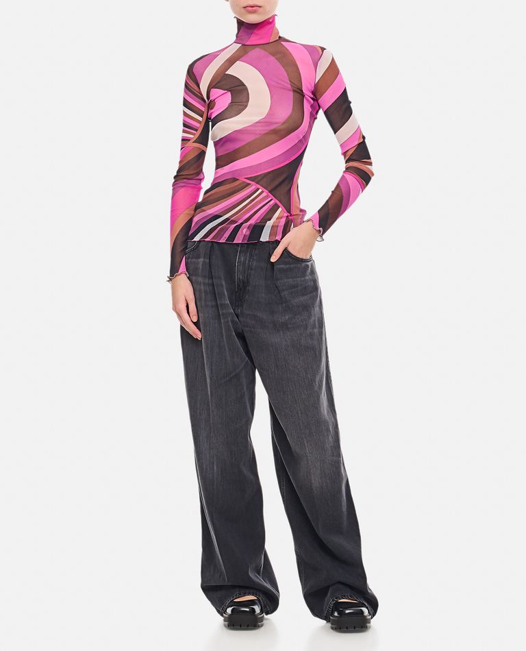 Shop Emilio Pucci Tulle Long Sleeves T-shirt In Multicolor