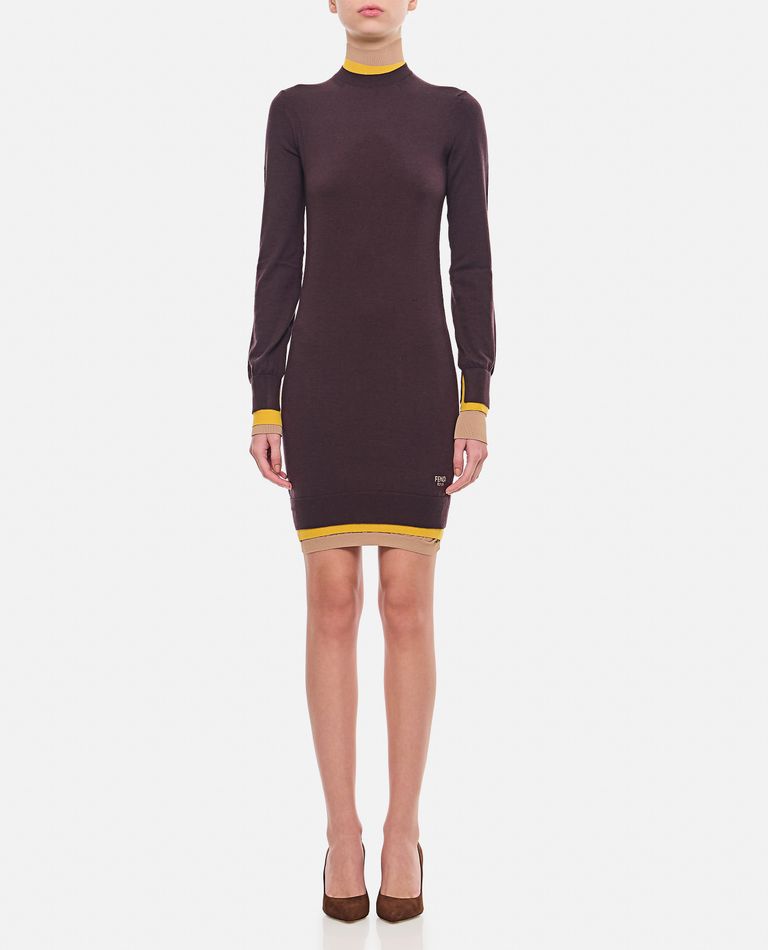 Shop Fendi Layering Color Trims Short Dress In Viola