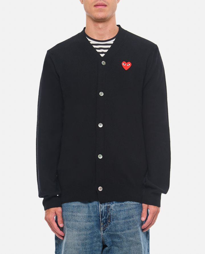 Comme Des Garçons Play - RED EMBLEM PLAY V-NECK CARDIGAN_1