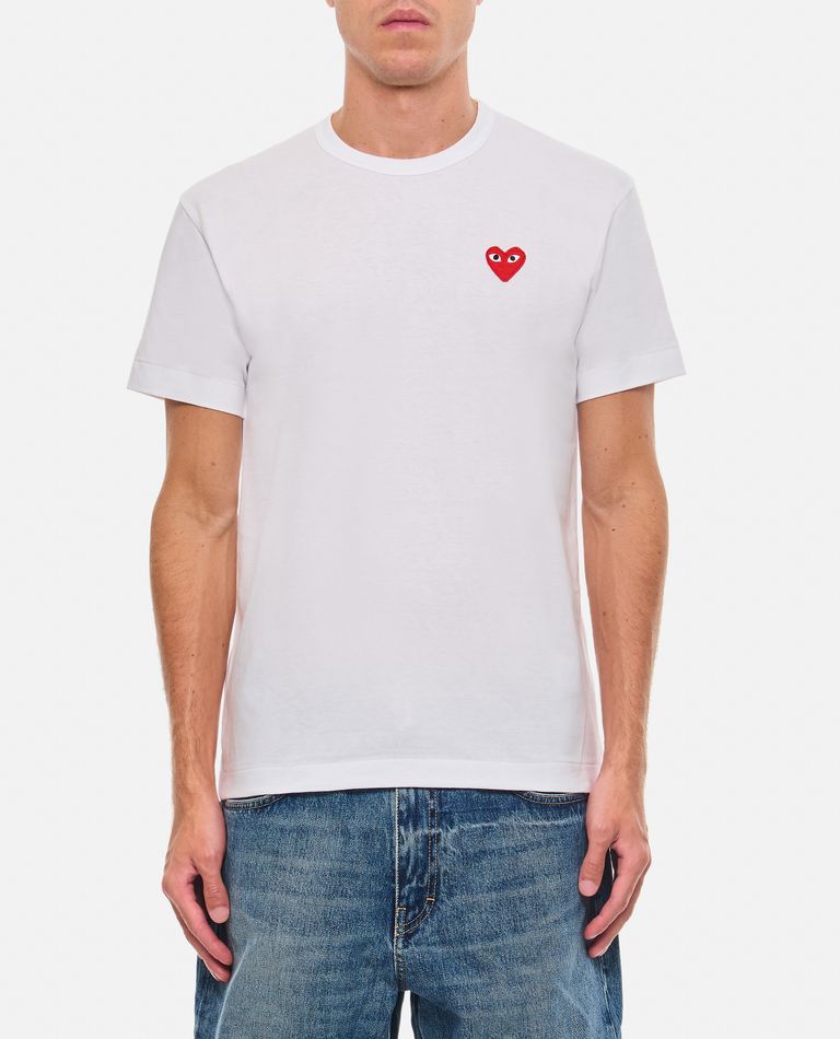 COMME DES GARÇONS PLAY WHITE T-SHIRT WITH UNISEX LOGO