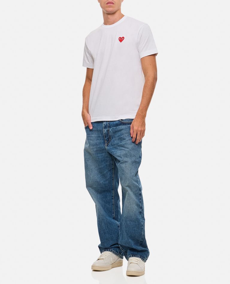 Shop Comme Des Garçons Play Red Emblem Play T-shirt In White