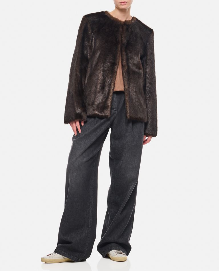 Shop Loulou Studio Faux Fur Short Coat In Brown