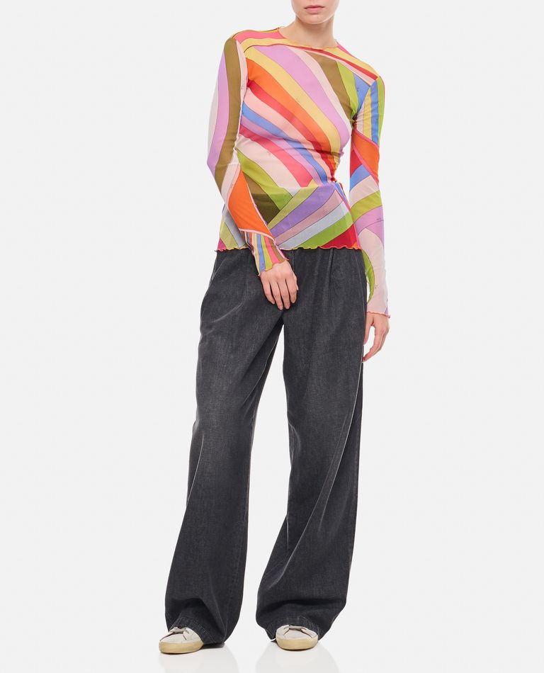 Shop Emilio Pucci Tulle Long Sleeves T-shirt In Multicolor