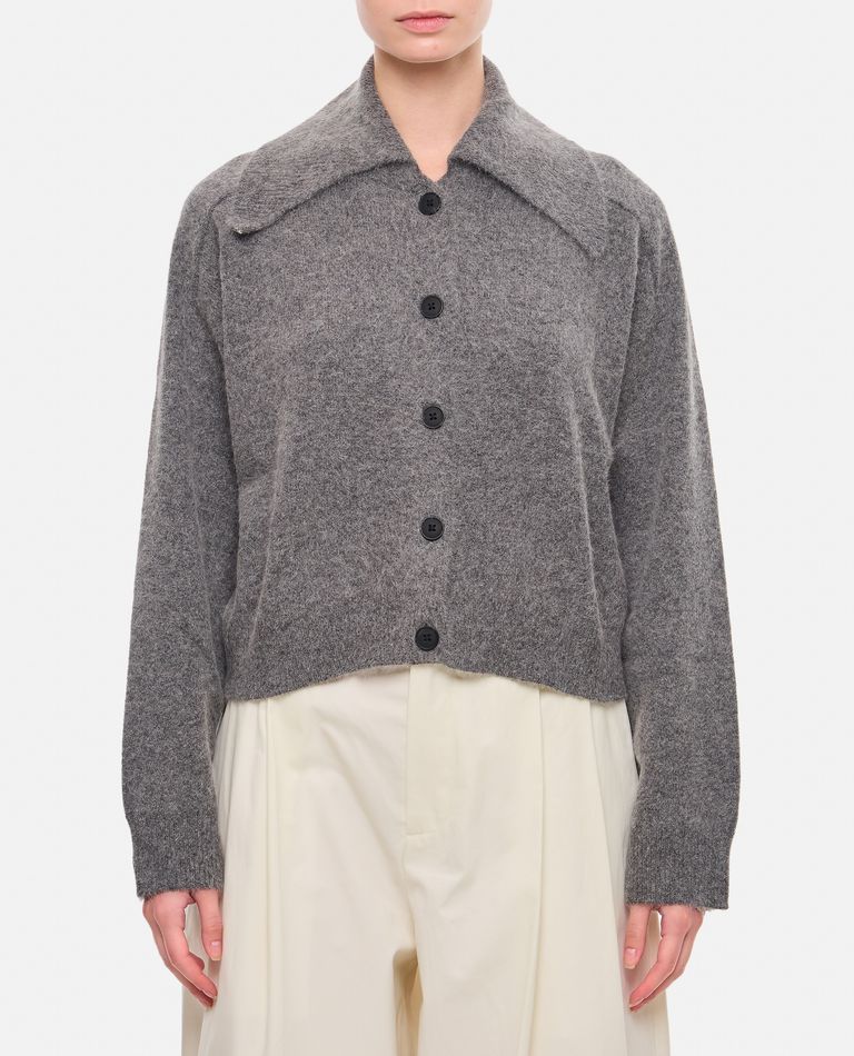 Shop Loulou Studio Sao Collar Wool Cardigan In Grey