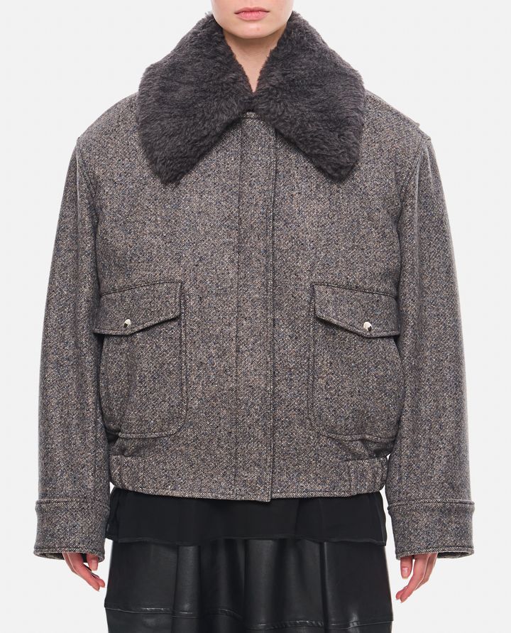 Stella McCartney - TEDDY WOOL TRIMMED ZIPPED JACKET UNLINED_1