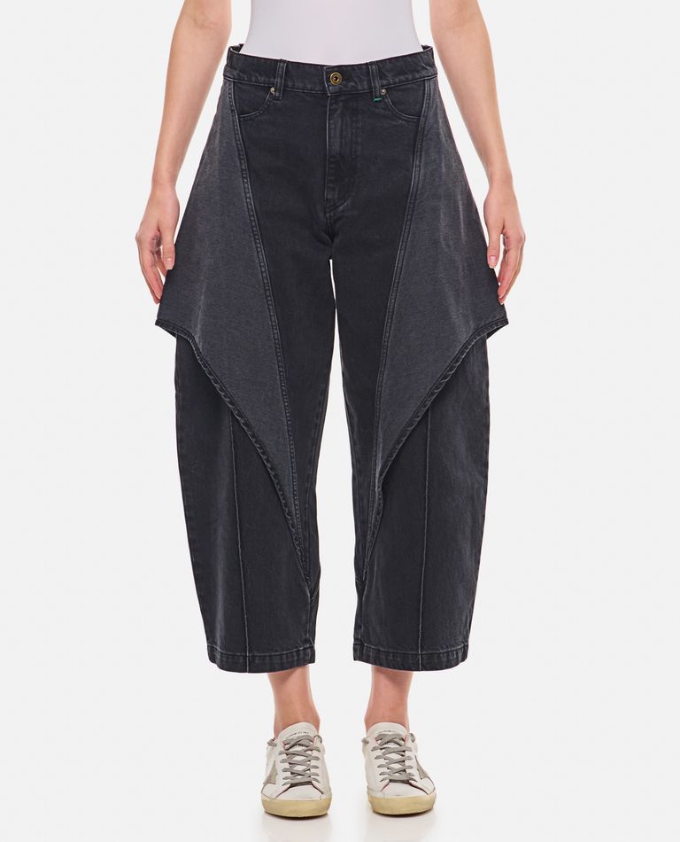 Shop Jw Anderson Cropped Sculptural Denim Pants In Grey