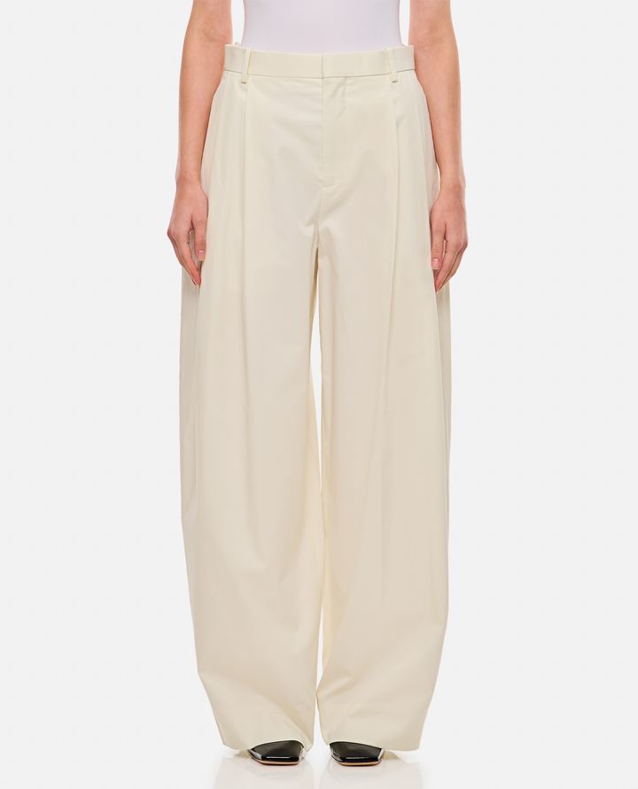 Bottega Veneta - WIDE LEG PLEATED COTTON PANTS_1