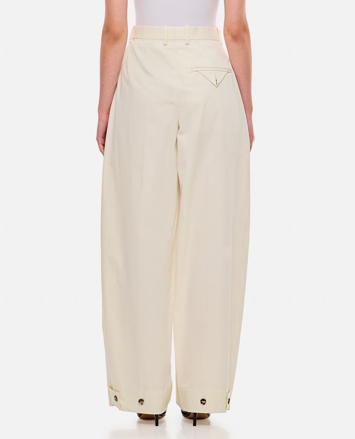 Bottega Veneta - WIDE LEG PLEATED COTTON PANTS_3