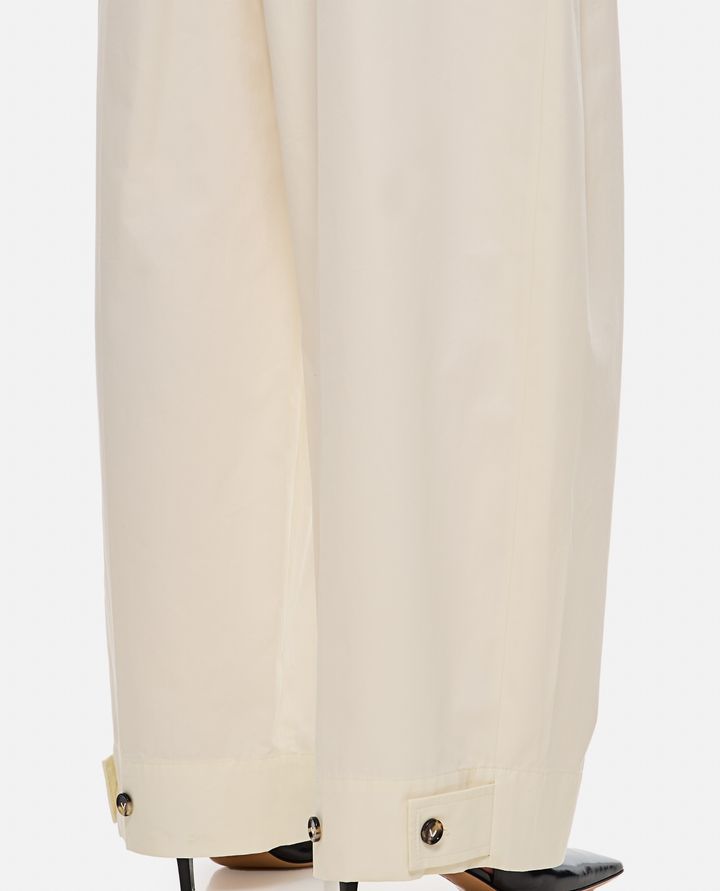 Bottega Veneta - WIDE LEG PLEATED COTTON PANTS_4