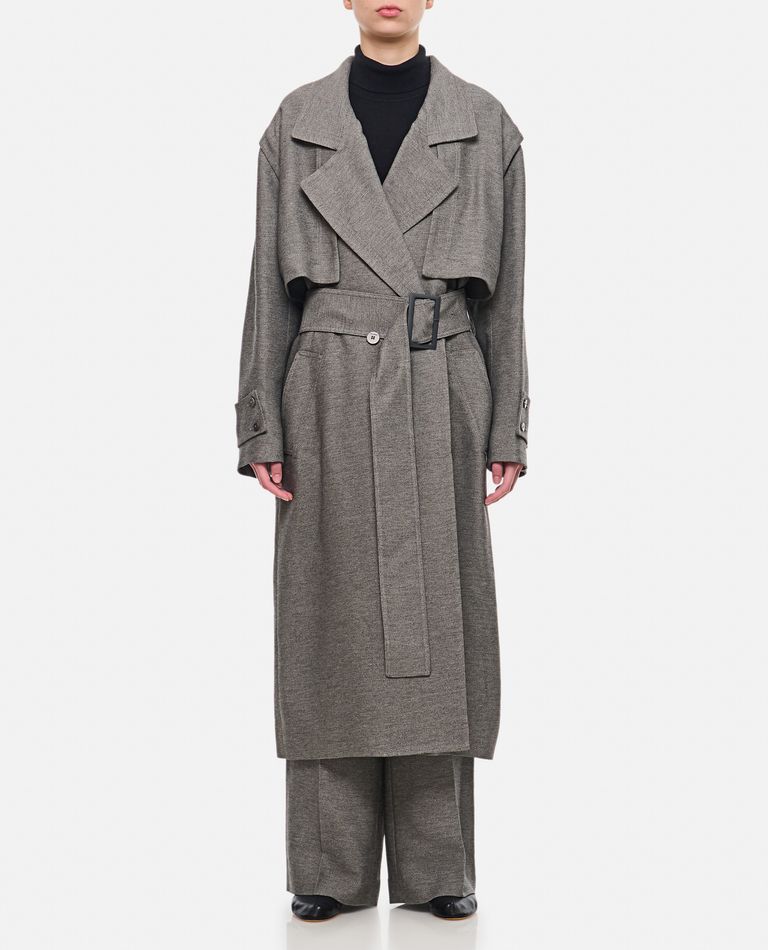 Shop Jw Anderson Longline Cotton Trench Coat In Grey