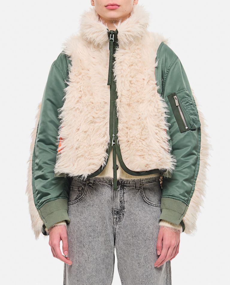 FAUX FUR X NYLON TWILL BLOUSON for Women - Sacai | Biffi