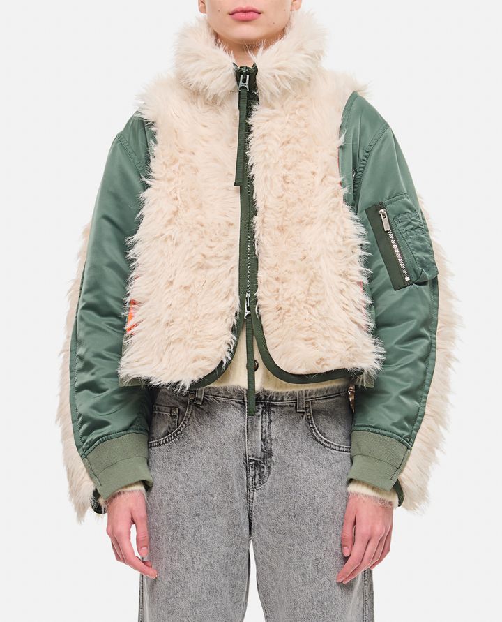 Sacai - BOMBER CON INSERTI IN ECOPELLICCIA_1