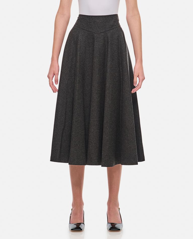 Shop Ralph Lauren Full Volume Wool Skirt In Grey