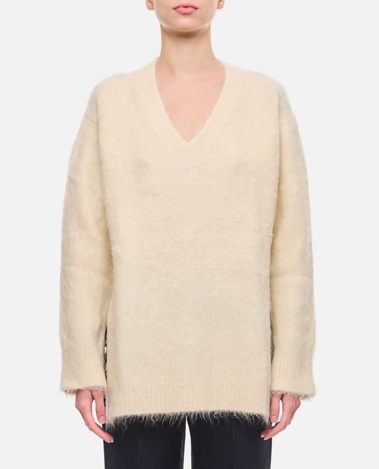 LOULOU STUDIO GOTO OVERSIZE V NECK ALPACA WOOL SWEATER 