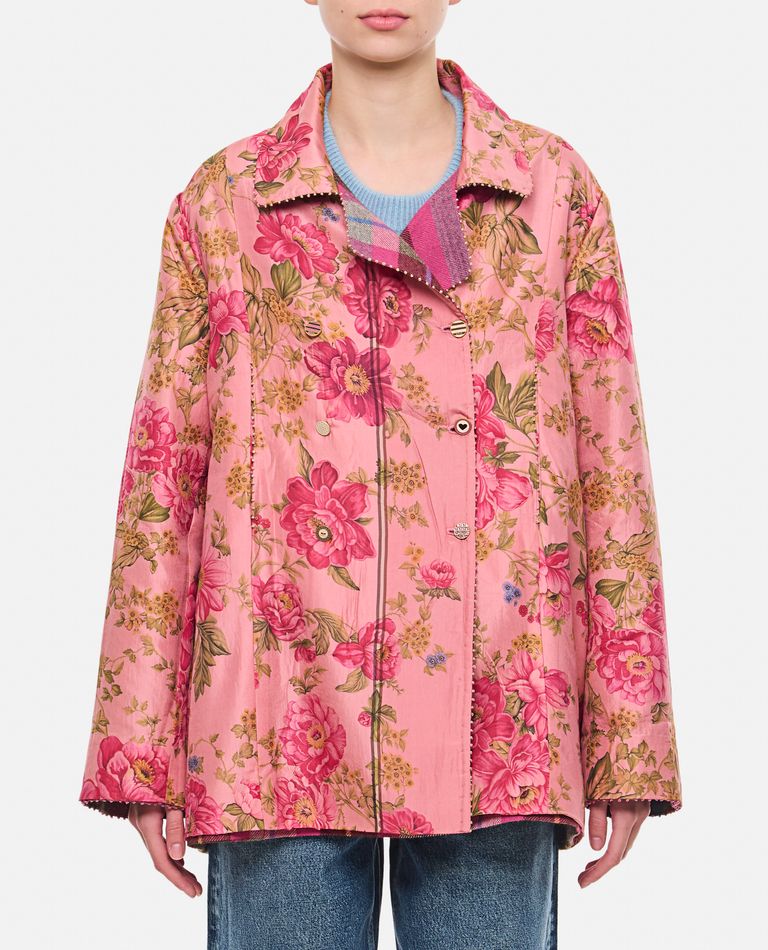 Shop Péro Embroidered Double Breasted Jacket In Multicolor