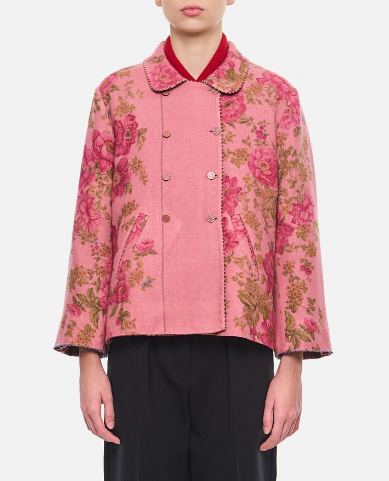 Shop Péro Embroidered Double Breasted Jacket In Rose