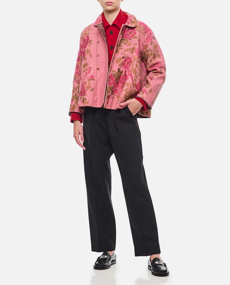 Shop Péro Embroidered Double Breasted Jacket In Rose