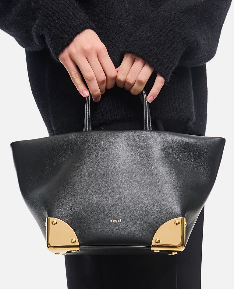 Shop Sacai Corner Metal Tote Small In Black