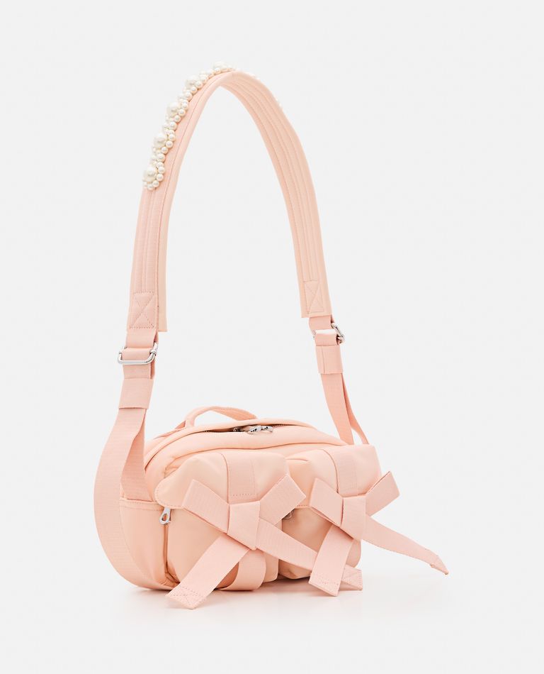 Shop Simone Rocha Beaded Classic Bow Crossbody Bag In Rose