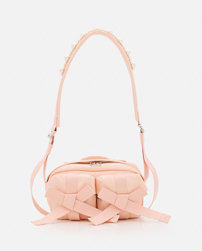 Shop Simone Rocha Beaded Classic Bow Crossbody Bag In Rose