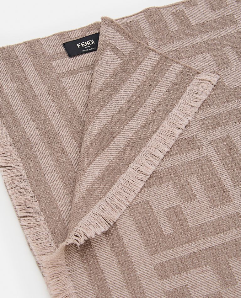 Shop Fendi Ff Scarf In Beige