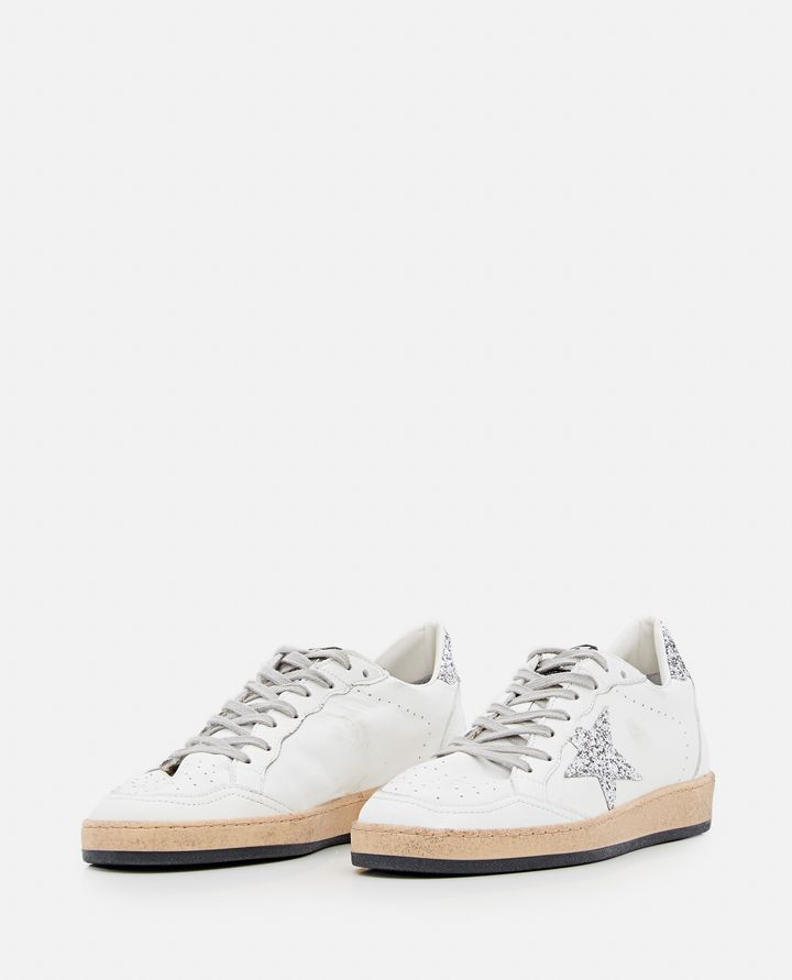 Golden Goose - BALLSTAR LEATHER AND GLITTER SNEAKERS_4