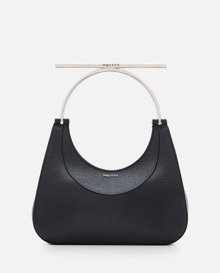 Shop Alexander Mcqueen Cross-bar Leather Shoulder Bag In Black