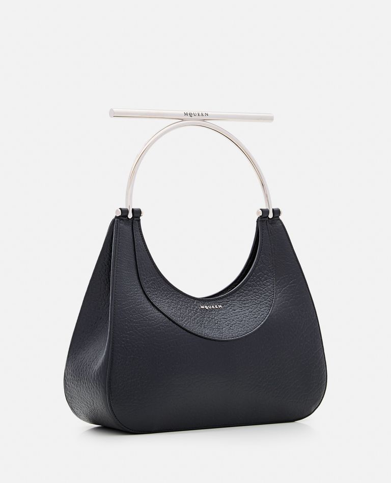 Shop Alexander Mcqueen Cross-bar Leather Shoulder Bag In Black