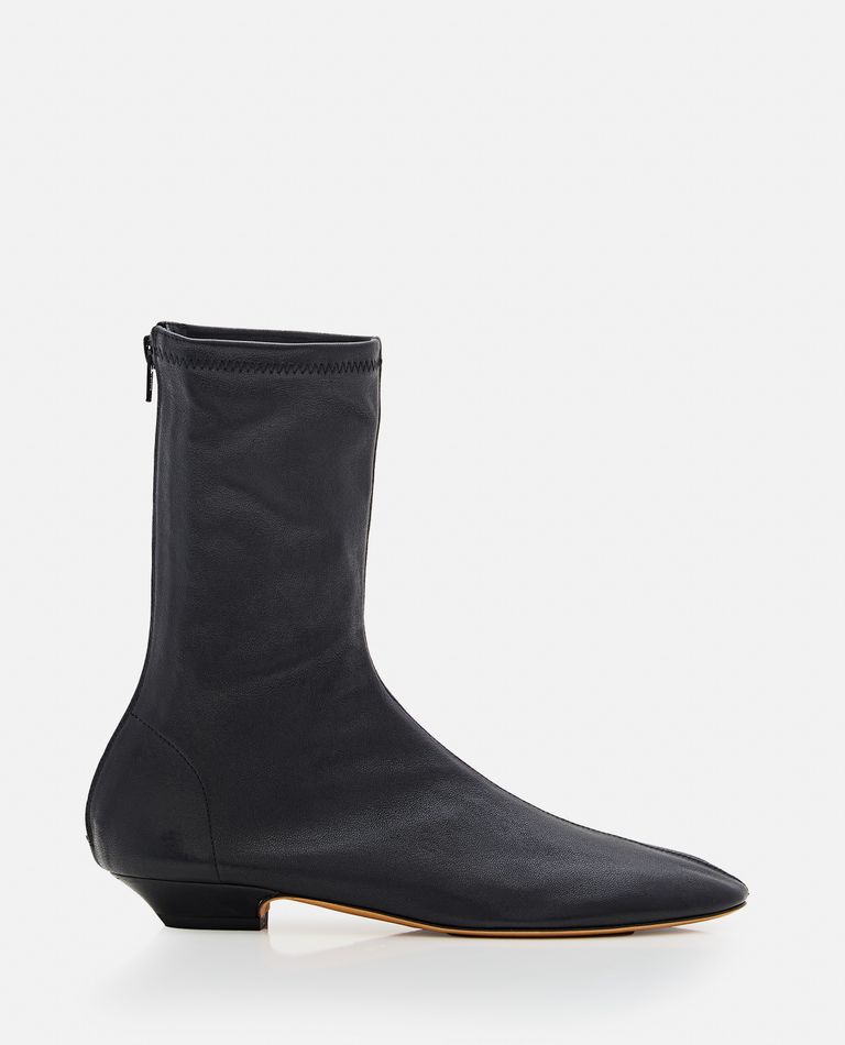 Shop Khaite Apollo Leather Flat Boot In Black