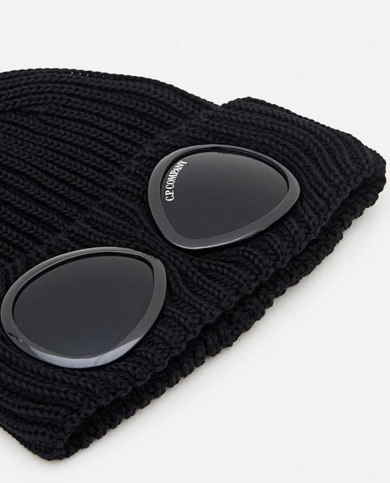 Shop C.p. Company Wool Goggle Beanie In Black