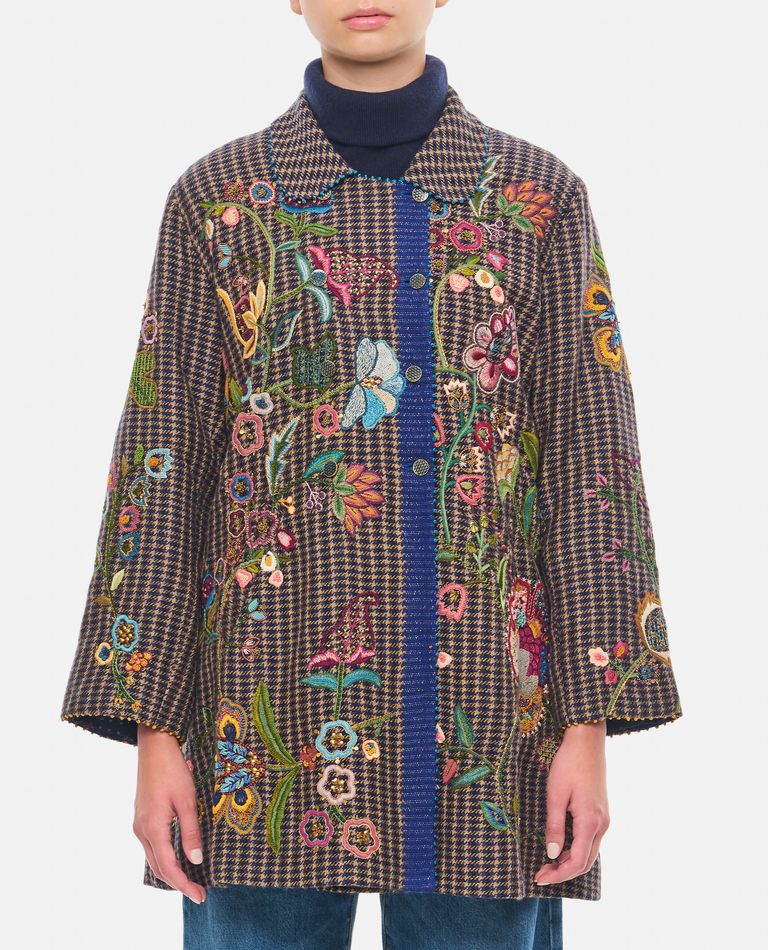 Shop Péro Embroidered Double Face Jacket In Multicolor